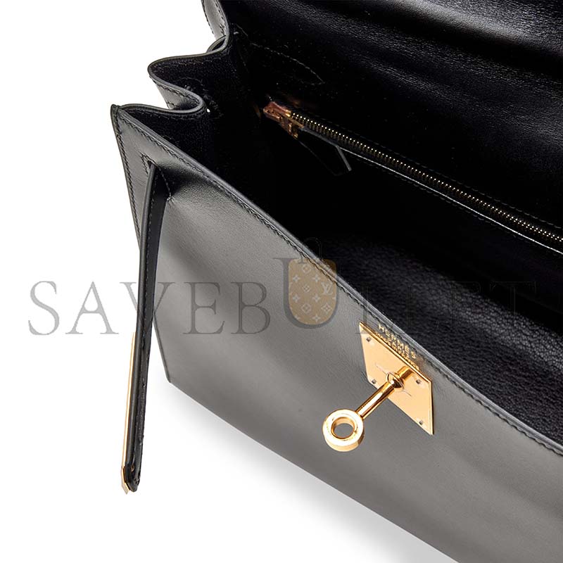 HERMÈS MASTER BLACK BOX KELLY 28 GOLD HARDWARE (28*22*10cm)